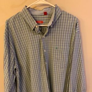 XL IZOD Men’s green/blue plaid dress shirt